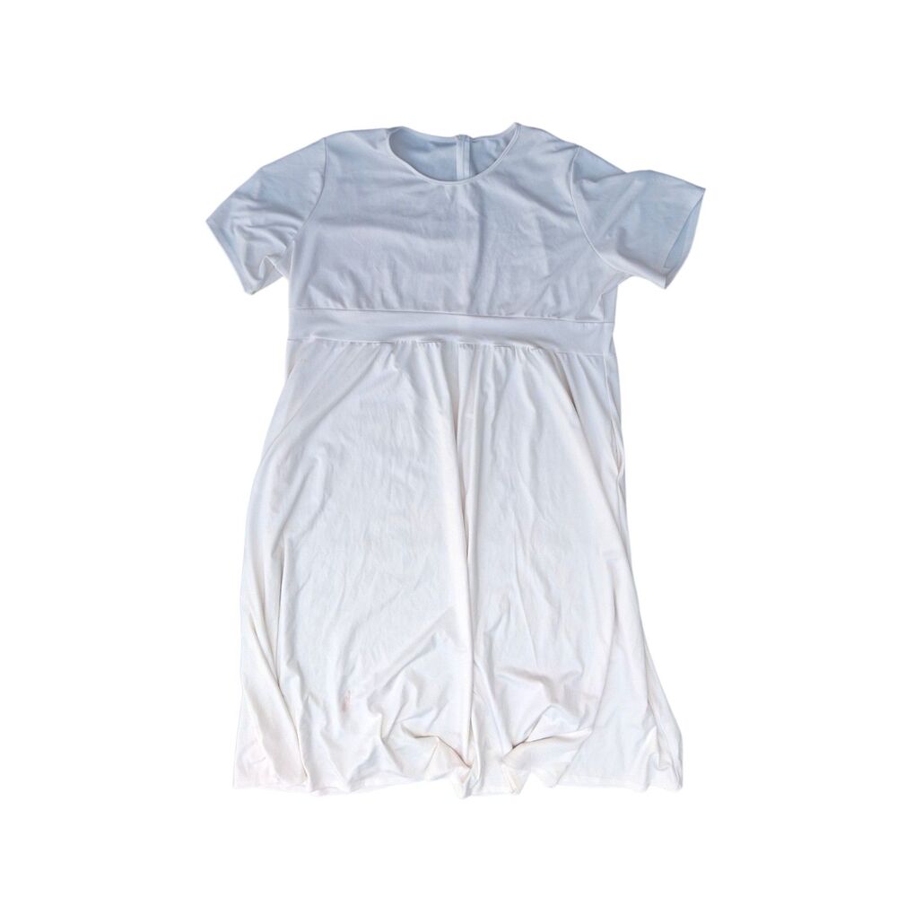 Solid Soft White Empire Waist Midi Dress - Plus Size 6XL
